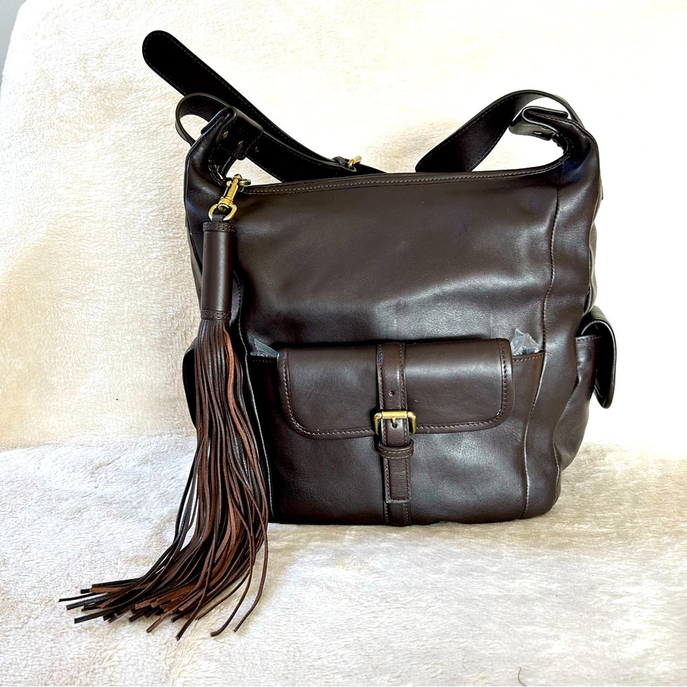 Brand New Authentic Chloe Gabby Calf Leather Tassle Bucket Hobo Bag Espresso